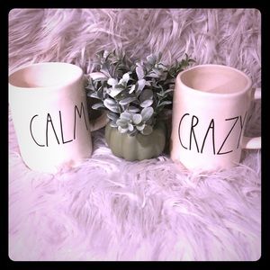 Rae Dunn set of Calm and Crazy mugs